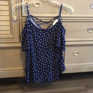Kaileigh cold shoulder polka dot top